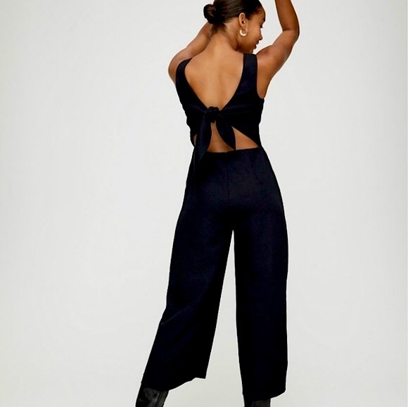 Aritzia Pants - Aritzia Wilfred Ecoulement Black Jumpsuit With Tie Back Detail size 8